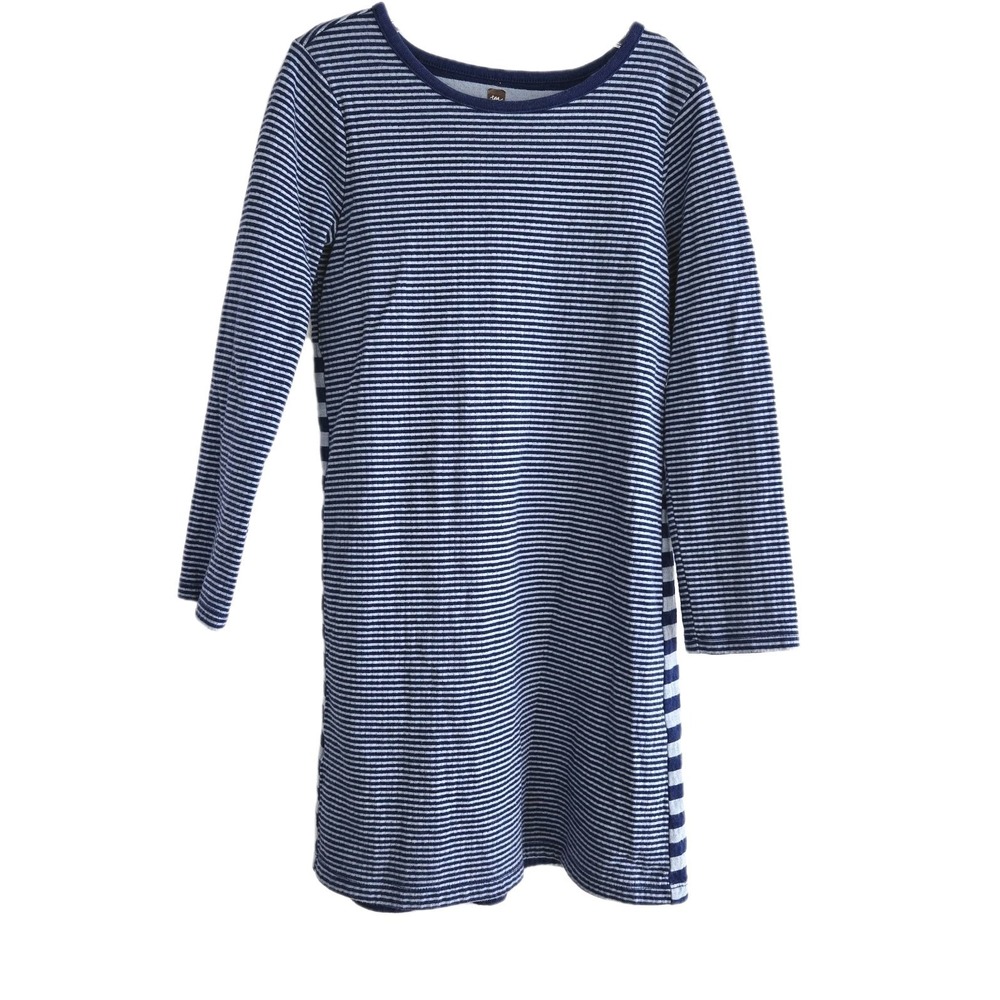 Tea Collection Girls Cotton Blue Striped Long Sleeve Dress Size 10